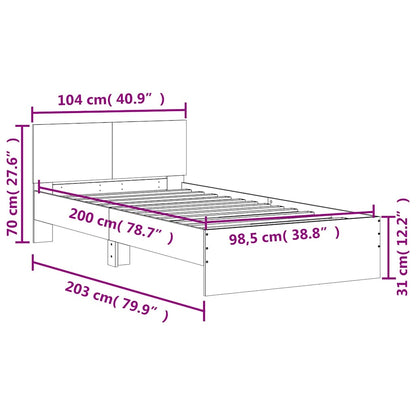 Bed Frame without Mattress with Headboard Sonoma Oak 100x200 cm