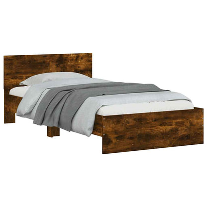 Bed Frame without Mattress with Headboard Smoked Oak 100x200 cm