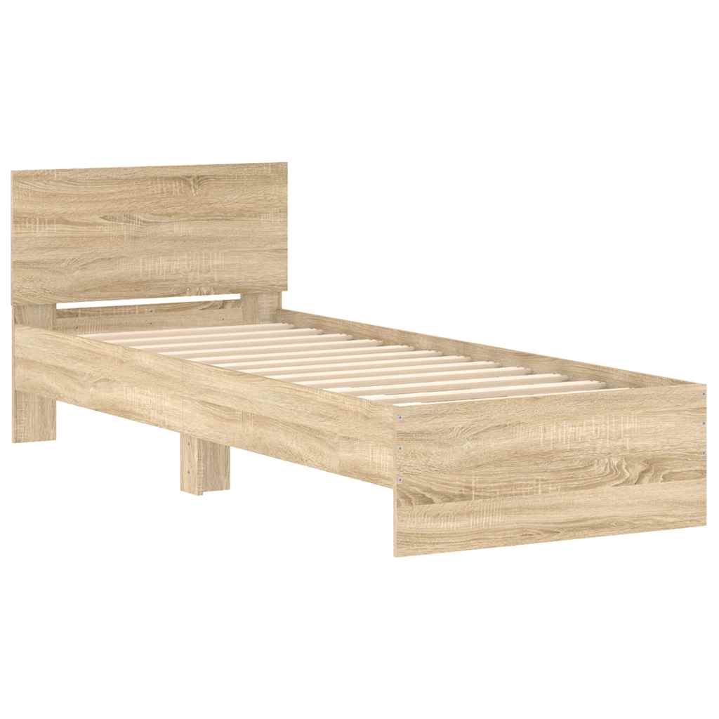 Bed Frame without Mattress with Headboard Sonoma Oak 90x200 cm