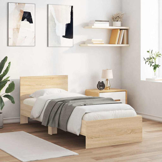 Bed Frame without Mattress with Headboard Sonoma Oak 90x200 cm