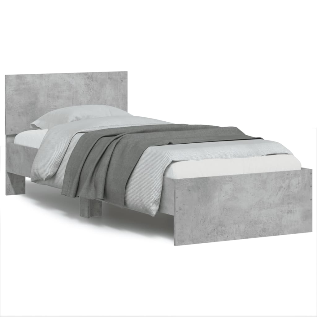 Bed Frame with Headboard Concrete Grey 90x200 cm