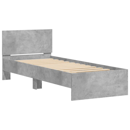 Bed Frame with Headboard Concrete Grey 90x200 cm