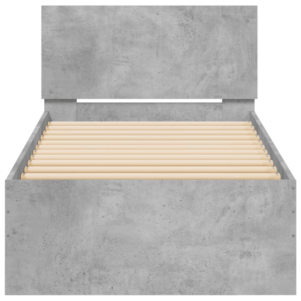 Bed Frame with Headboard Concrete Grey 90x200 cm