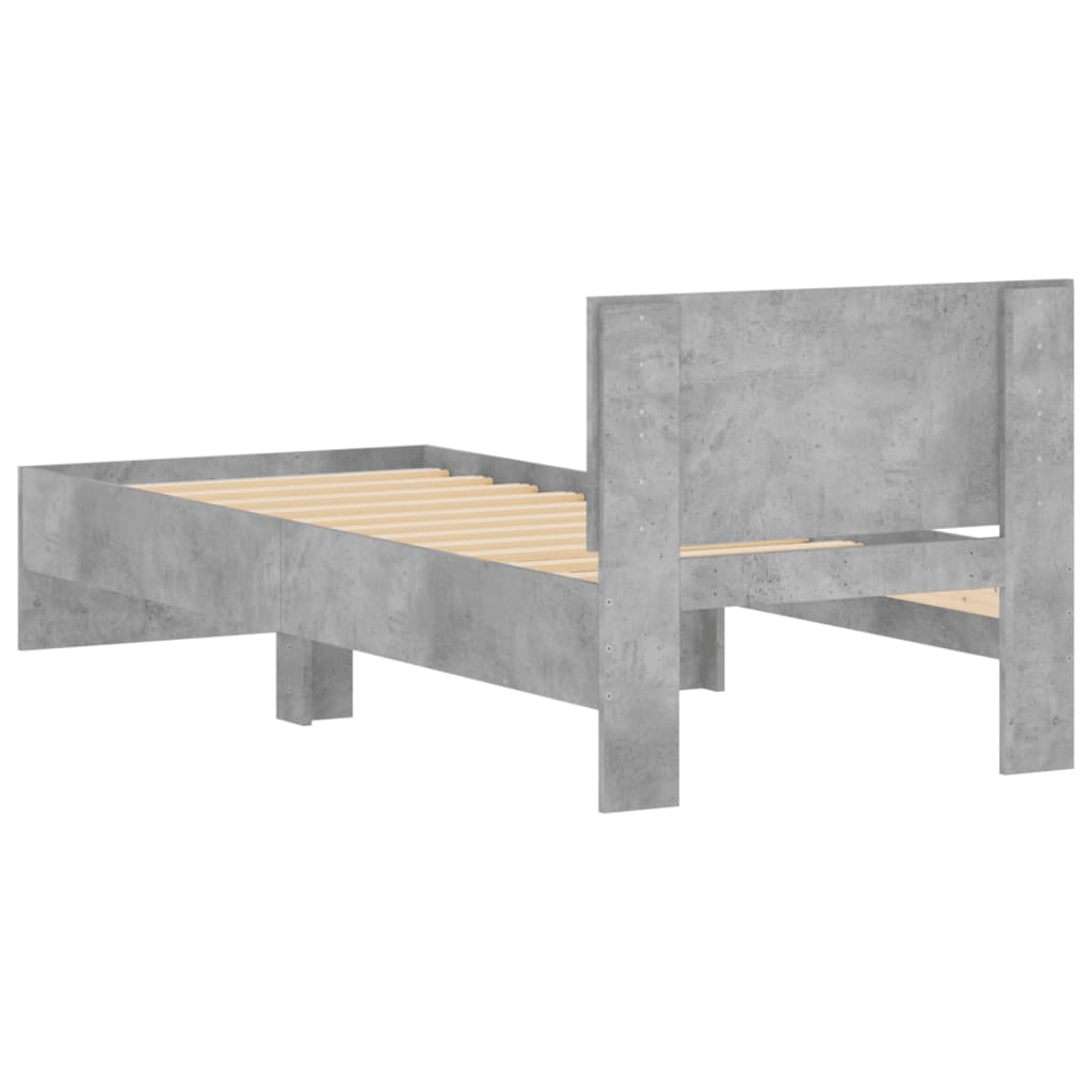 Bed Frame with Headboard Concrete Grey 90x200 cm