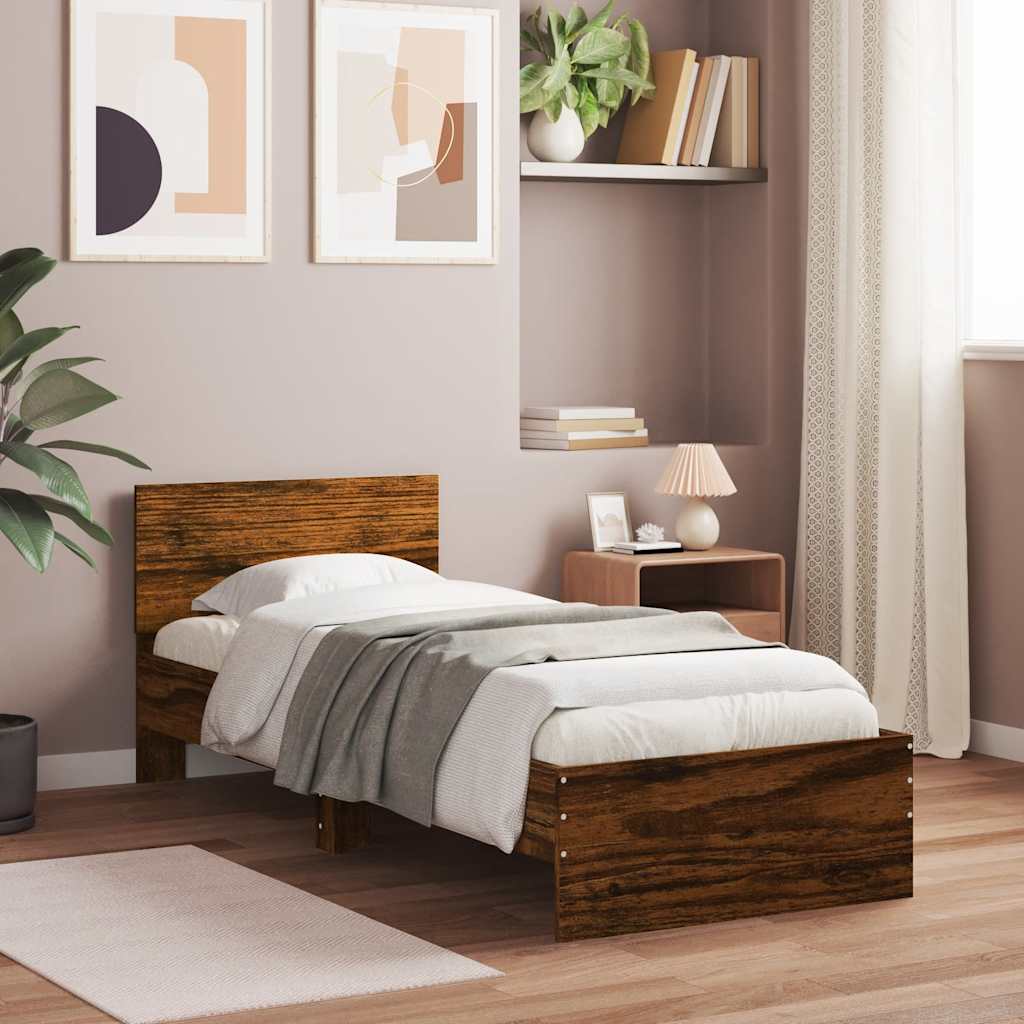 Bed Frame | Smoked Oak | Engineered wood | 90 x 200 cm | Durable