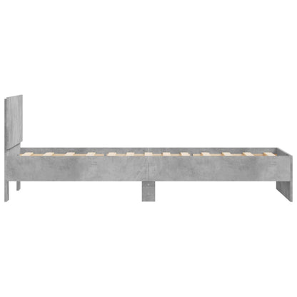 Bed Frame without Mattress with Headboard Concrete Grey 90x190 cm Single