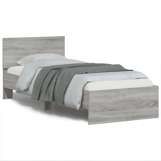 Bed Frame without Mattress with Headboard Grey Sonoma 90x190 cm