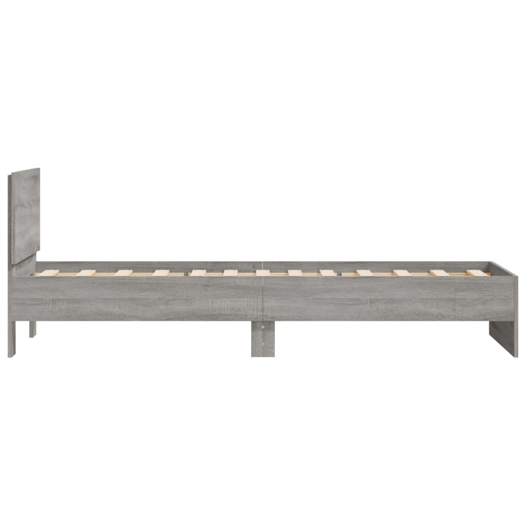 Bed Frame without Mattress with Headboard Grey Sonoma 90x190 cm Single