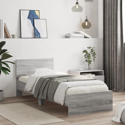Bed Frame without Mattress with Headboard Grey Sonoma 90x190 cm