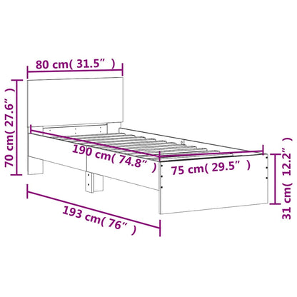 Bed Frame without Mattress with Headboard Black 75x190 cm Small Single