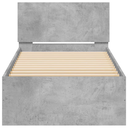 Bed Frame without Mattress with Headboard Concrete Grey 75x190 cm Small Single