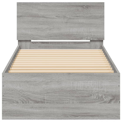 Bed Frame without Mattress with Headboard Grey Sonoma 75x190 cm Small Single