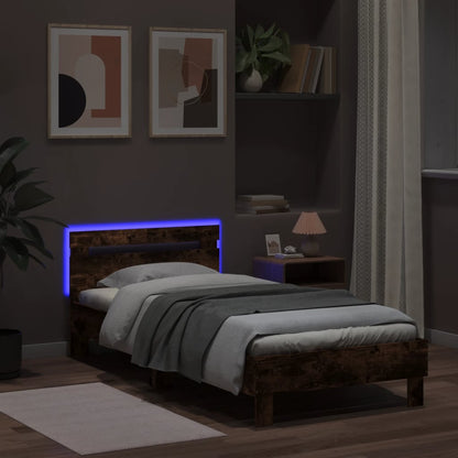 Bed Frame without Mattress with LED Lights Smoked Oak 100x200cm