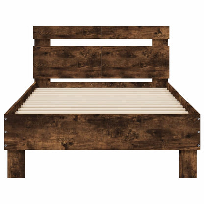 Bed Frame without Mattress with LED Lights Smoked Oak 100x200cm