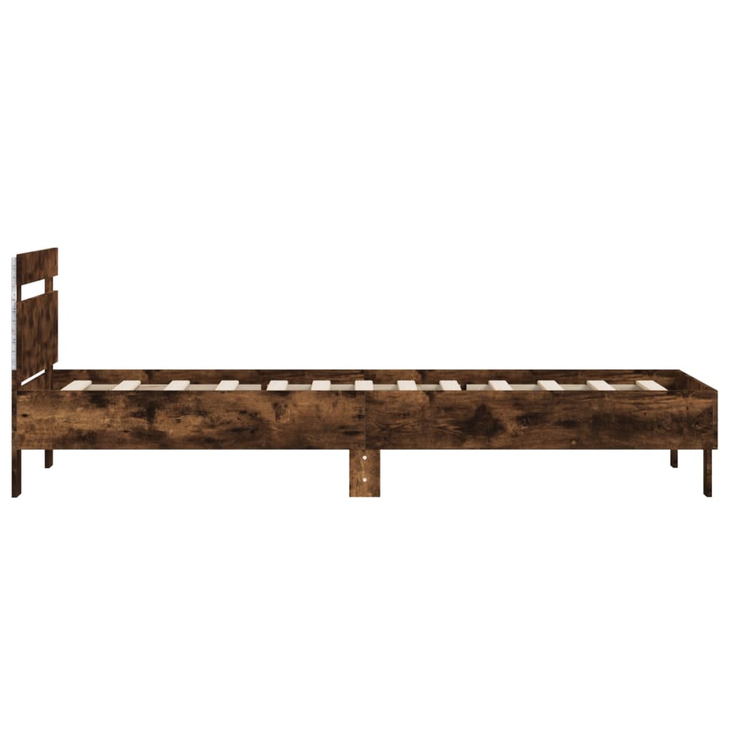Bed Frame without Mattress with LED Lights Smoked Oak 100x200cm