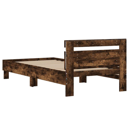 Bed Frame without Mattress with LED Lights Smoked Oak 100x200cm