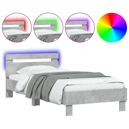Bed Frame without Mattress with LED Concrete Grey 90x200 cm