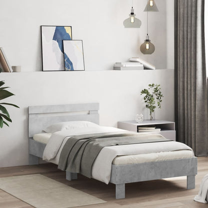 Bed Frame without Mattress with LED Concrete Grey 90x200 cm