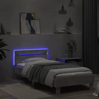 Bed Frame without Mattress with LED Concrete Grey 90x200 cm