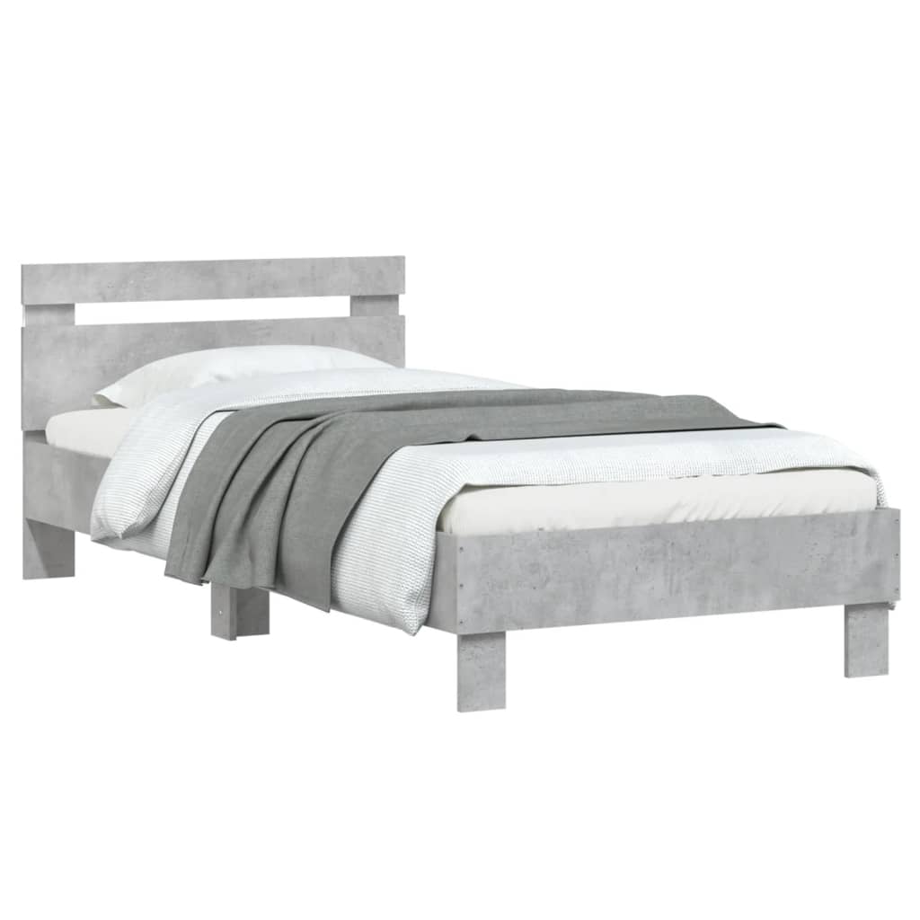 Bed Frame without Mattress with LED Concrete Grey 90x200 cm