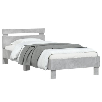 Bed Frame without Mattress with LED Concrete Grey 90x200 cm