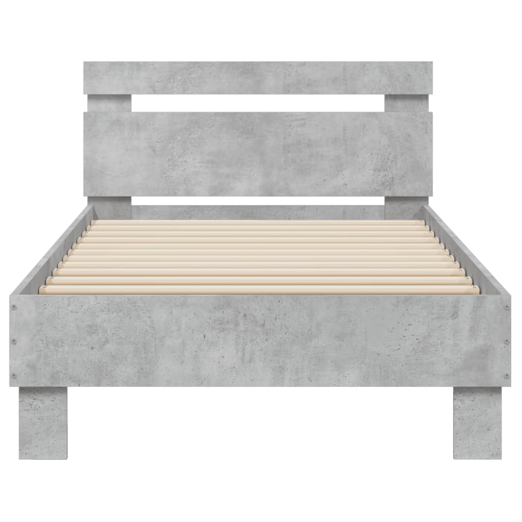Bed Frame without Mattress with LED Concrete Grey 90x200 cm