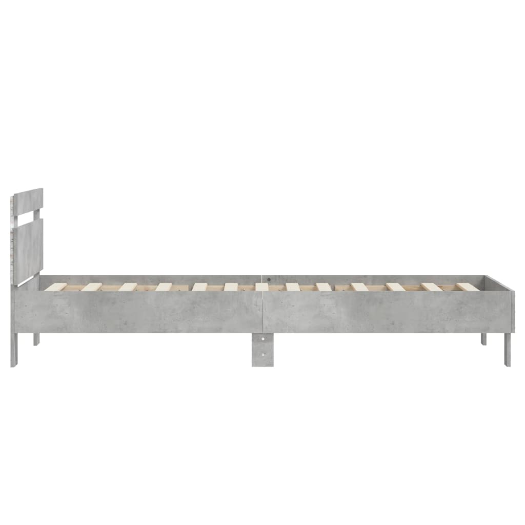Bed Frame without Mattress with LED Concrete Grey 90x200 cm
