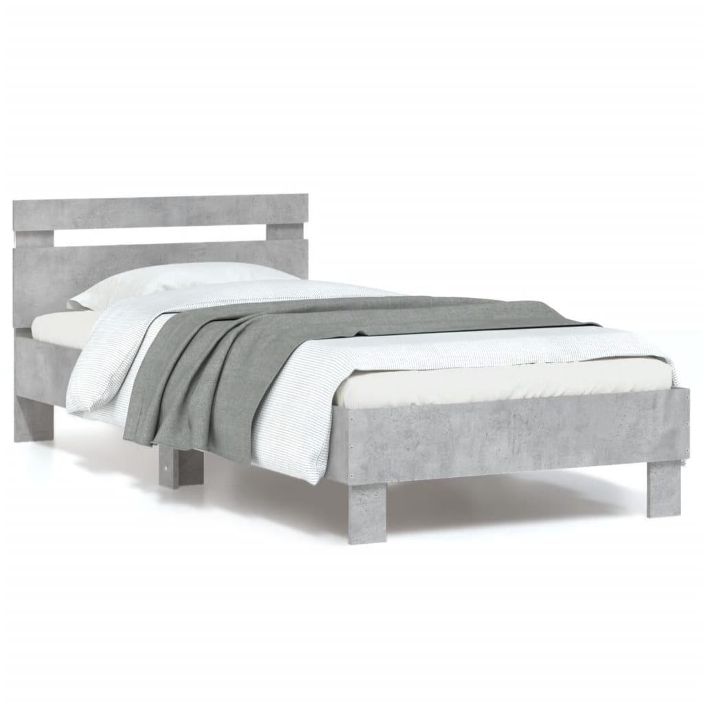 Bed Frame without Mattress with LED Concrete Grey 90x200 cm