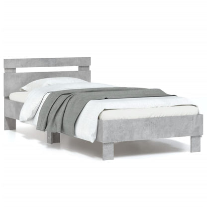 Bed Frame without Mattress with LED Concrete Grey 90x200 cm