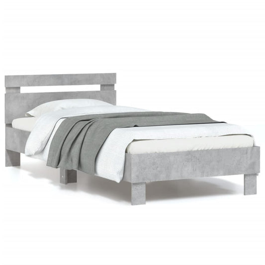 Bed Frame without Mattress with LED Concrete Grey 90x200 cm