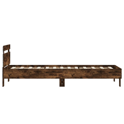 Bed Frame without Mattress with LED Lights Smoked Oak 90x190 cm
