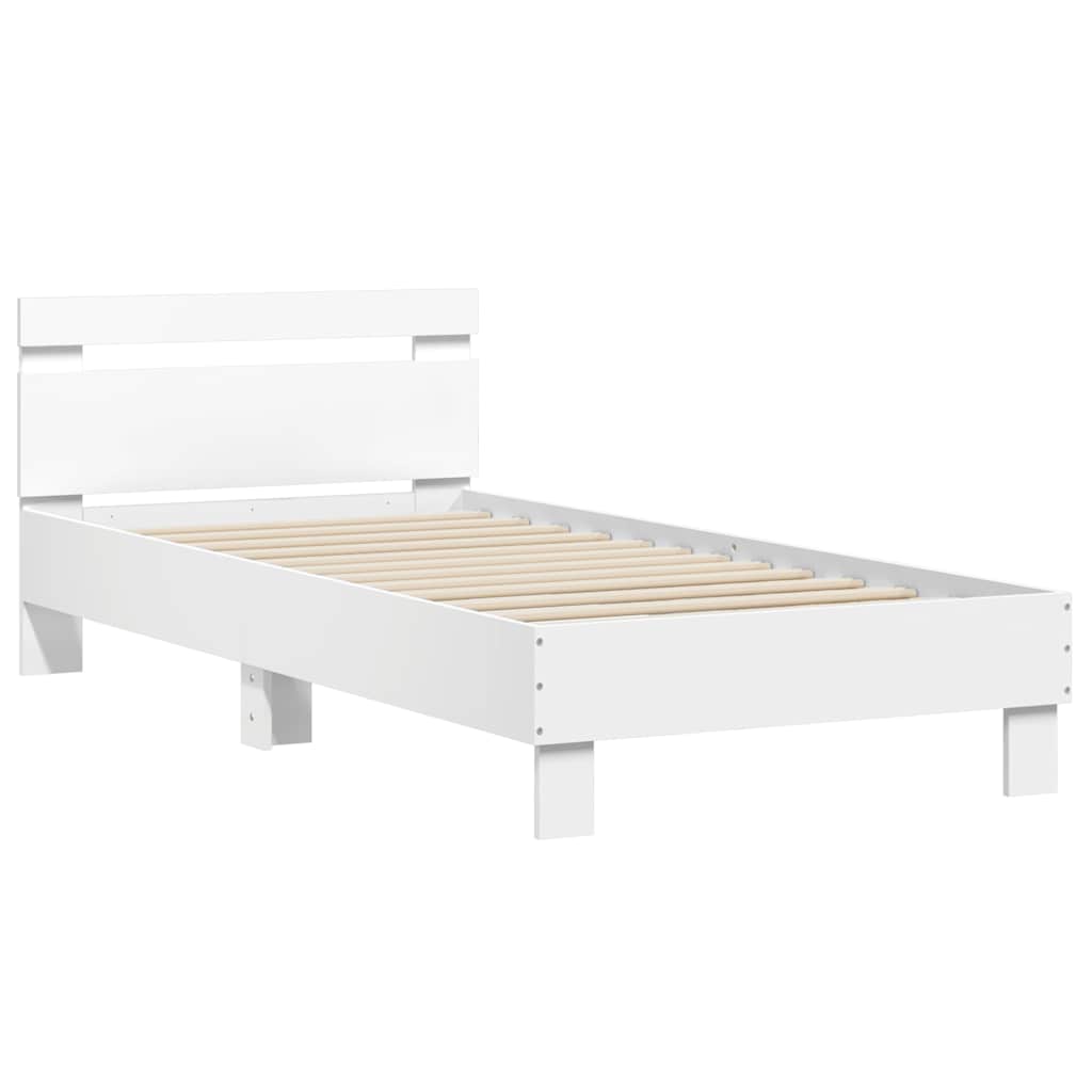 Bed Frame without Mattress with LED Lights White 75x190 cm