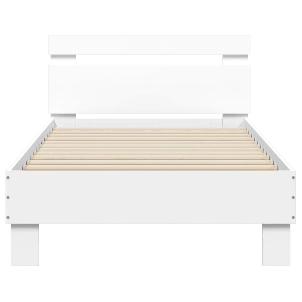 Bed Frame without Mattress with LED Lights White 75x190 cm Small Single