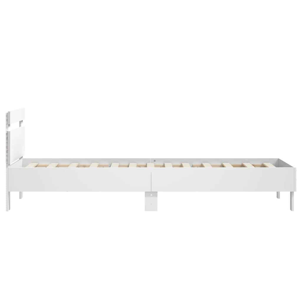 Bed Frame without Mattress with LED Lights White 75x190 cm