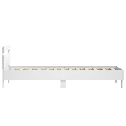 Bed Frame without Mattress with LED Lights White 75x190 cm