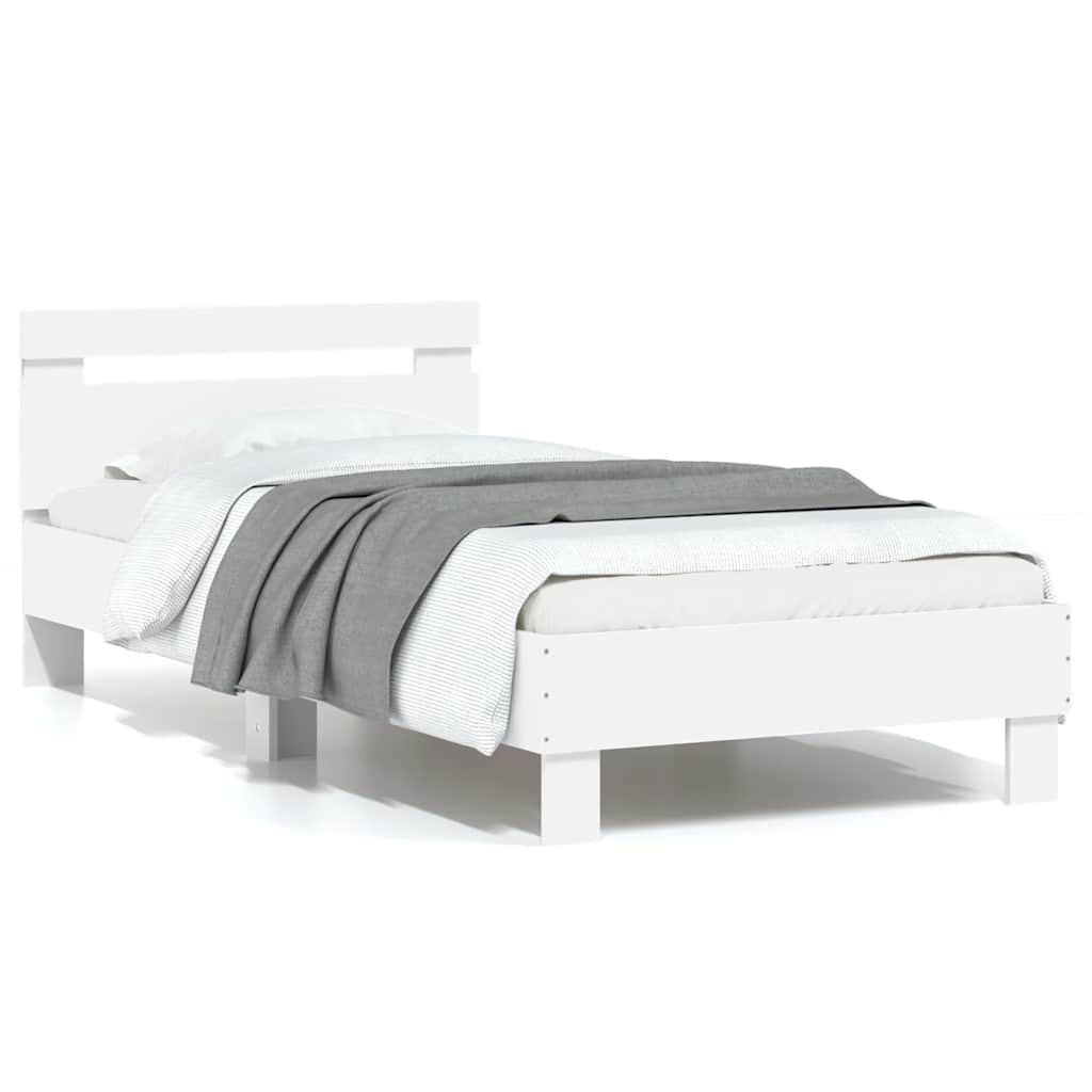 Bed Frame without Mattress with LED Lights White 75x190 cm