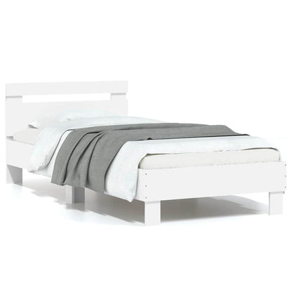 Bed Frame without Mattress with LED Lights White 75x190 cm