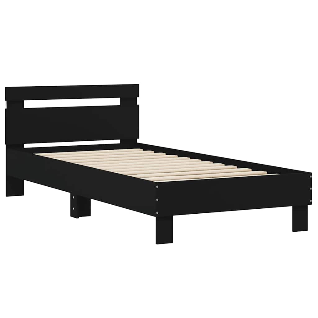 Bed Frame without Mattress with LED Lights Black 75x190 cm