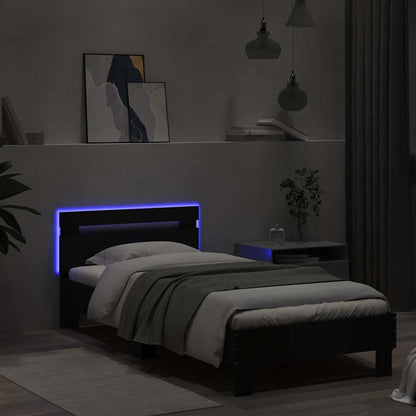 Bed Frame without Mattress with LED Lights Black 75x190 cm