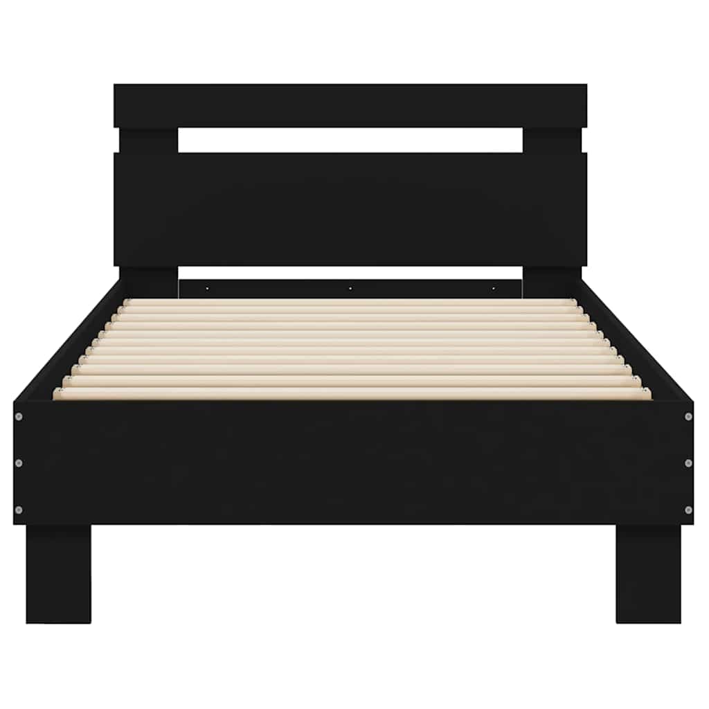 Bed Frame without Mattress with LED Lights Black 75x190 cm