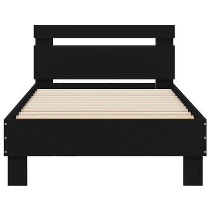 Bed Frame without Mattress with LED Lights Black 75x190 cm
