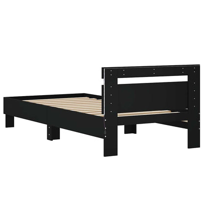 Bed Frame without Mattress with LED Lights Black 75x190 cm