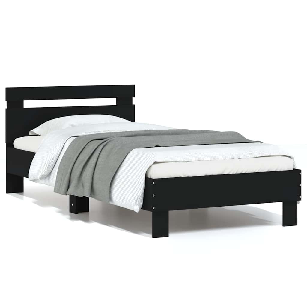 Bed Frame without Mattress with LED Lights Black 75x190 cm