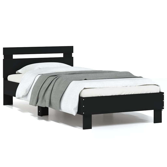 Bed Frame without Mattress with LED Lights Black 75x190 cm
