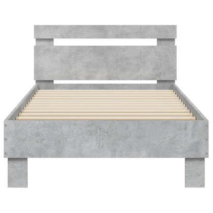 Bed Frame without Mattress with LED Lights Concrete Grey 75x190 cm