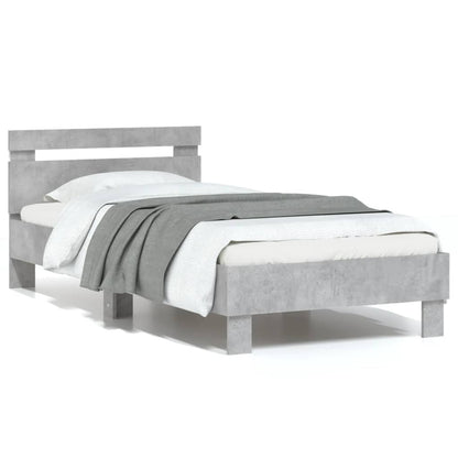 Bed Frame without Mattress with LED Lights Concrete Grey 75x190 cm