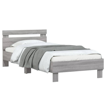Bed Frame without Mattress with LED Lights Grey Sonoma 75x190cm