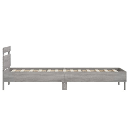 Bed Frame without Mattress with LED Lights Grey Sonoma 75x190cm