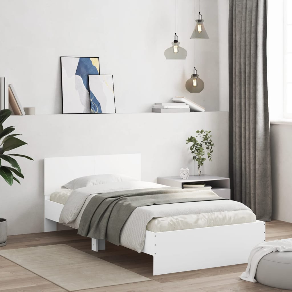 Bed Frame without Mattress with LED Lights White 100x200 cm