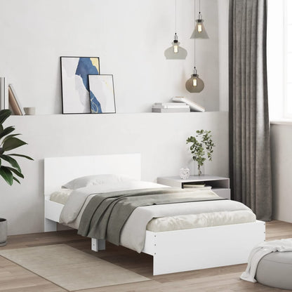 Bed Frame without Mattress with LED Lights White 100x200 cm
